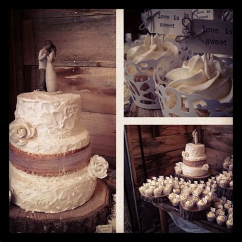 Rustic Wedding Cake Adorned With Burlap Made From Fondant