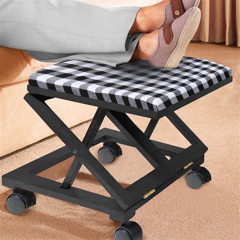 Buy Etna Buffalo Plaid Folding Foot Rest Wooden Rolling Office Chair