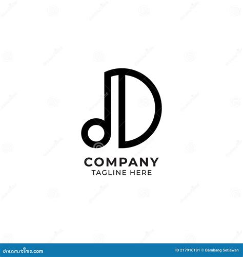 Letter D Alphabet Music Logo Design With Monoline Style Initial And