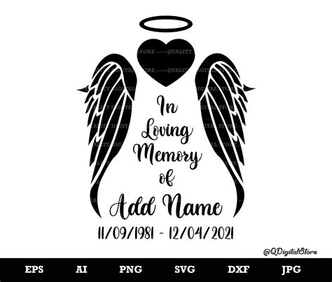 In Loving Memory Memory Day Svg Angel Svg Customizable Commercial