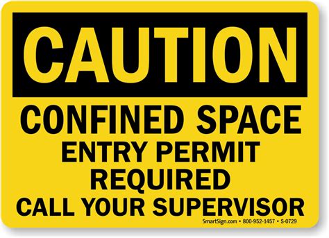 Caution Confined Space Entry Permit Required Sign