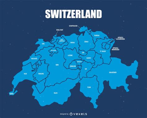 Baixar Vetor De Mapa Da Divisão Administrativa Da Suíça