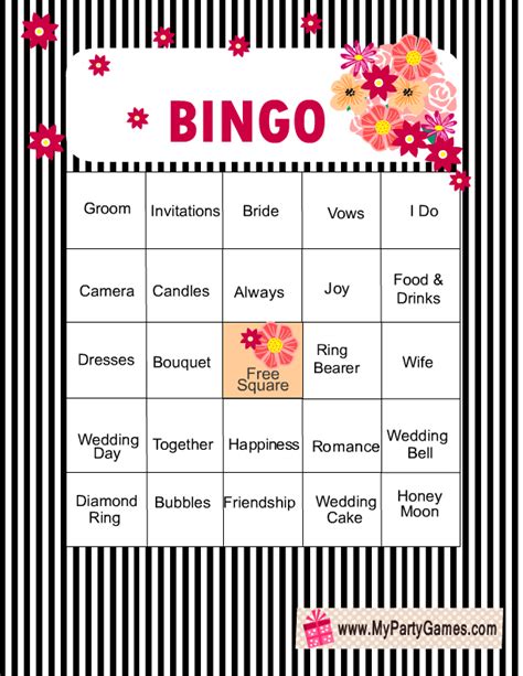 Free Bridal Bingo Template