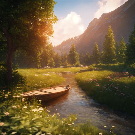 Lexica - Illustrate a serene peaceful nature scene in summer. photo