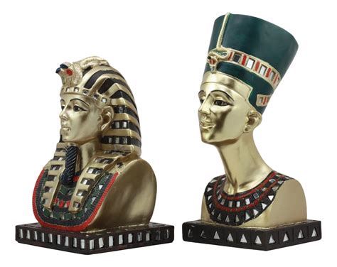 Ebros Golden Mask Of Egyptian Pharaoh King Tut And Queen Nefertiti