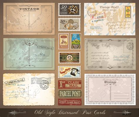 Old Style Distressed Vintage Postcards Stock Vector Crushpixel