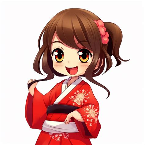 Premium Photo Anime Girl In A Kimono Outfit With A Flower In Her Hair