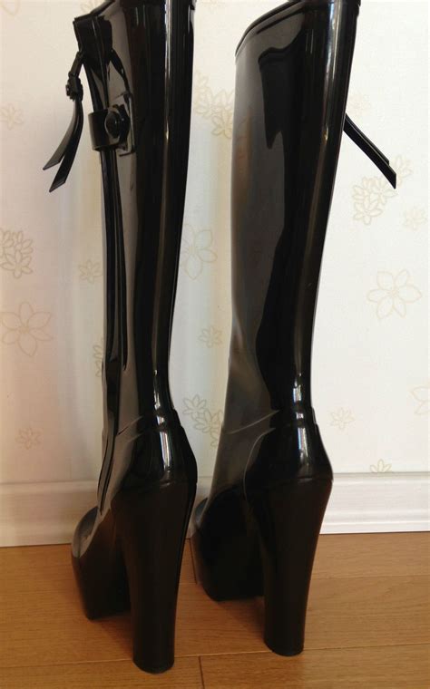 Louis Vuitton Black Rubber Boots Bottes Bottes De Pluie