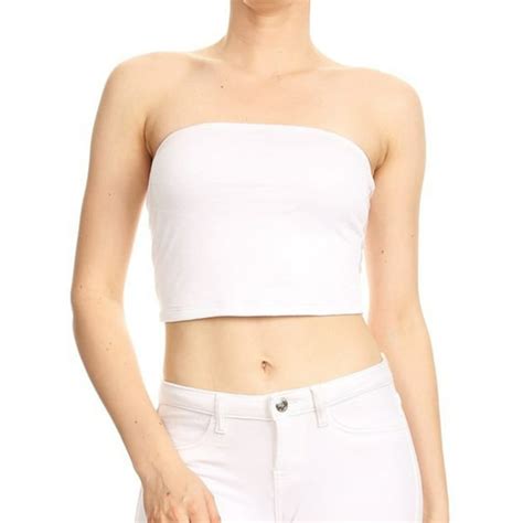 Imagenation Double Front Strapless Cropped Tube Top Large White