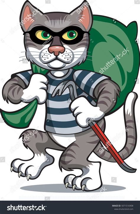 Cat Burglar Crowbar Thief Sack Stock Vector Royalty Free 1871516908 Shutterstock