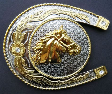Big Lucky Horse Shoe Horsehead Floral Animal Western Rodeo Belt Buckle