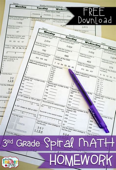 Do math in your head. FREE 3rd Grade Common Core Spiral MATH Homework - 2 Weeks Free! with Answer Keys. FREE ...
