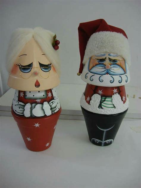 ~ Mr And Mrs Claus Clay Pots ~ Picture Only No Tutorial Clay Pot