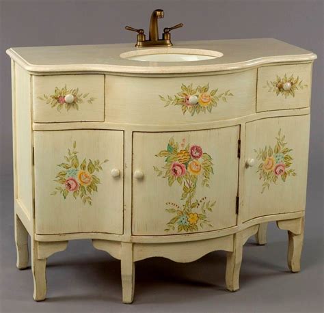 Looking for painted bathroom vanities? Flower Vanity w Sink in Distressed Antique White Finish ...