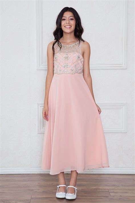 Visit dillards.com to find clothing, accessories, shoes, cosmetics & more. Blush Long Chiffon Junior Bridesmaid Dress with Jeweled ...