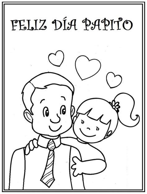 Regalo y abrazo para el padre. Dibujos de Felíz Día Papá para imprimir y pintar: Feliz ...