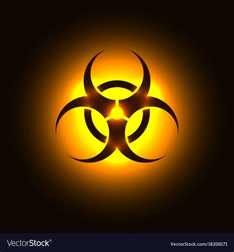 Biohazard Symbol On Orange Glowing Background Vector Image