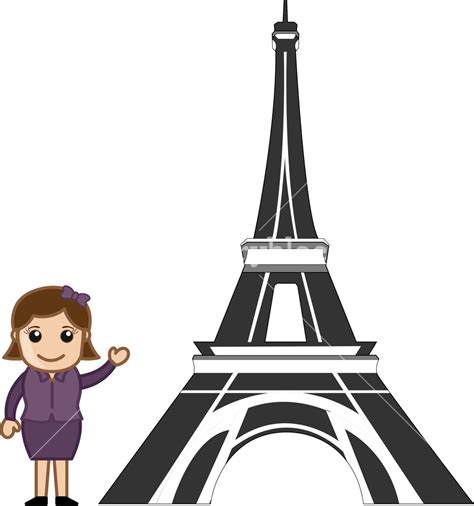 Cartoon Vector Girl Eiffel Tower Royalty Free Stock Image Storyblocks