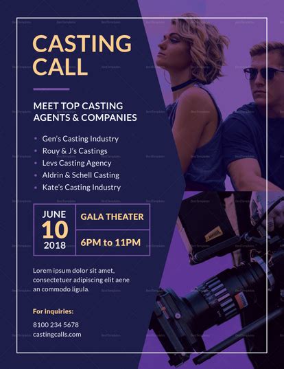 casting call flyer design template in psd word publisher illustrator indesign
