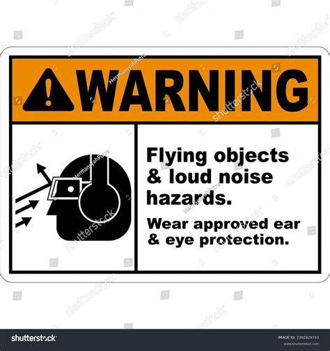 Flying Objects Loud Noise Hazards Sign Stock Vector Royalty Free