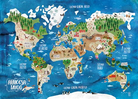 Illustrated Map Of The World Behance