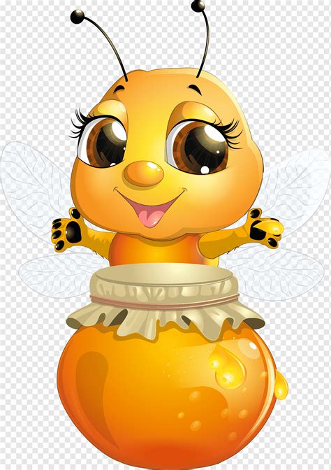 Cute Cartoon Bee With Honey