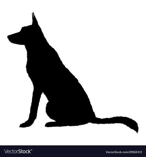 Silhouette Sitting German Shepherd Dog Royalty Free Vector