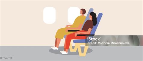 Lgbtq Couple As Passengers On An Airplane Flat Vector Stock
