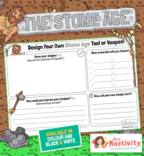 Design A Stone Age Tool Worksheet Stone Age To Iron Age Resources