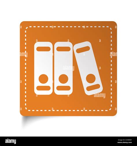 White Flat Binders Icon On Orange Sticker Stock Photo Alamy