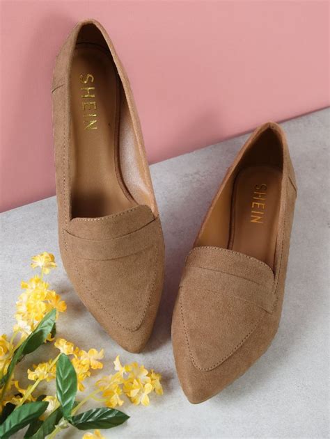Vegan Suede Pointy Toe Flat Loafer Shoes Loafer Shoes Women Pointy