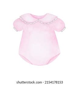 Newborn Baby Girl Pink Romper Watercolor Stock Illustration 2154178153