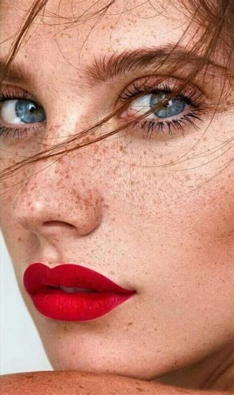 fresh face with red lips my favorite beautiful freckles black hair and freckles gorgeous eyes