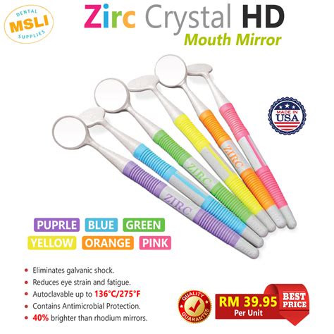 Zirc Crystal Hd Soft Grip Mouth Mirror Loose A060 Msli Dental Supplies