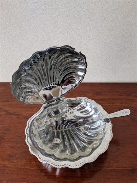 Vintage Silver Plated Clam Shell Dish Jewellery Trinket Box Etsy