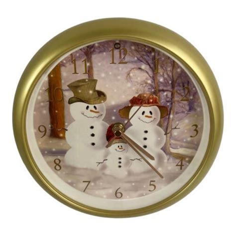 Feldstein Christmas Carol Clock Musical Light Sensor 12 Songs Snowmen