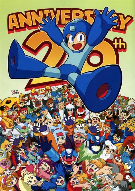 Megaman 20th Anniversary Poster Mega Man Art Mega Man Fighting Robots