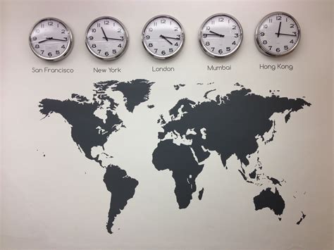 World Map Vinyl Wall Sticker Time Zones Clocks And Graphics