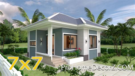 Small House Design 7x7 Meters 24x24 Feet Shed Roof 2