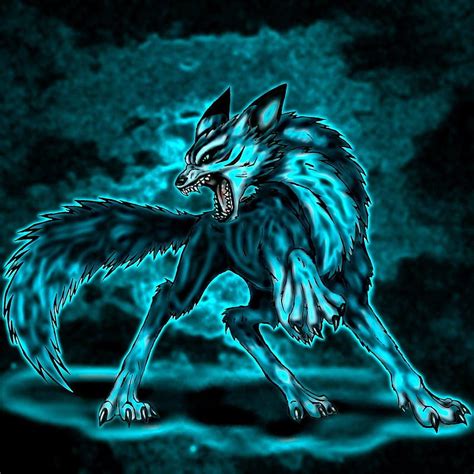 Wolfieme Wolf Spirit Wolf Anime Animals Blue Lightning Wolf Hd