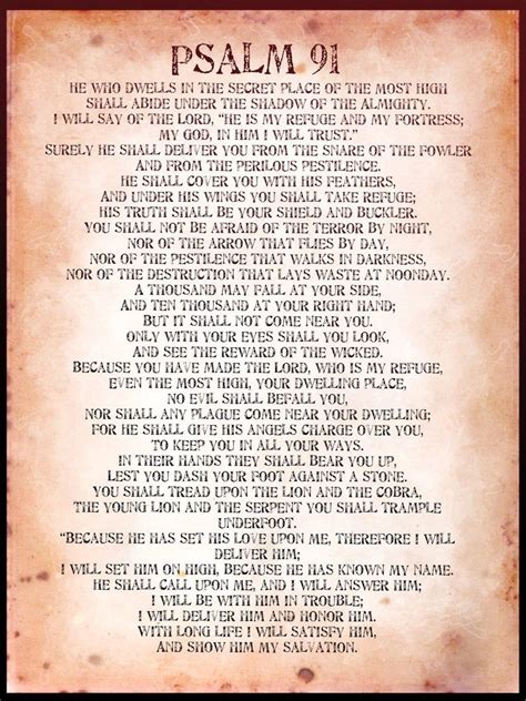 Psalm 91 Poster Download Printable Psalm 91 Etsy Salmo 91 Salmos