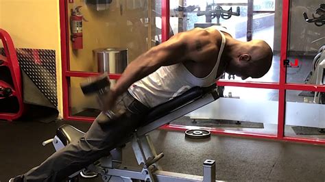 Incline Bench Dual Dumbbell Kickback Tricep Youtube