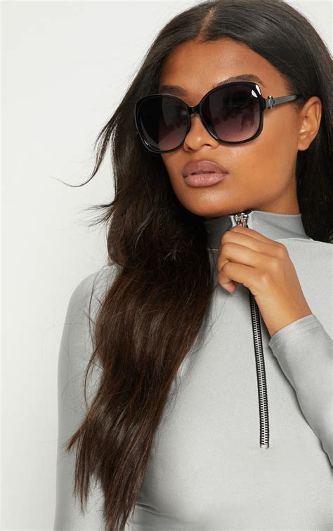 Black Oversized Frame Sunglasses Prettylittlething Usa