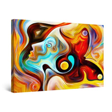 Startonight Canvas Wall Art Abstract Colored Woman Face Simona Framed