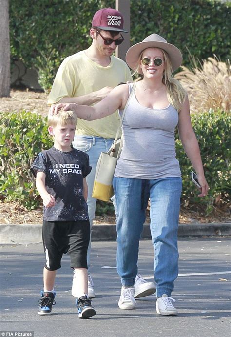 Hilary Duff Shows Growing Baby Bump In Clinging Grey Top In Malibu