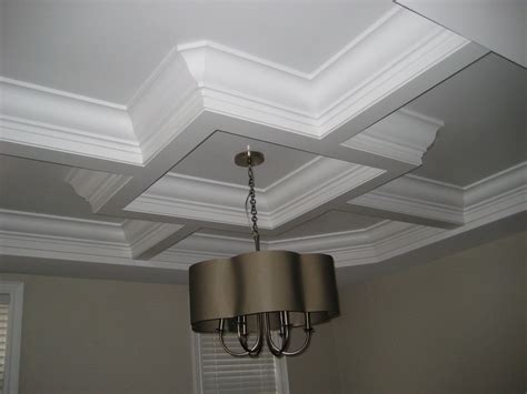 Luxurious black molding in american kitchen. Waffle Ceiling: Dining Room 7" Georgian crown moulding ...