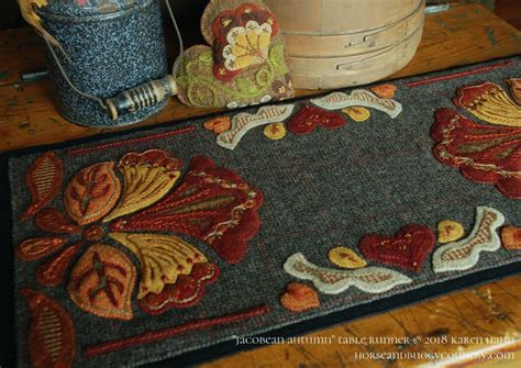 Wool Applique Pattern Kit Embroidery Jacobean Autumn Table Runner