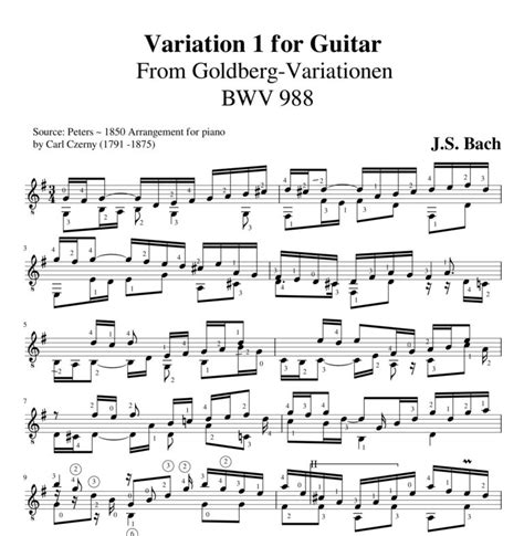 Johann Sebastian Bach Variation 1 Goldberg Bwv 988 Beumingguitar