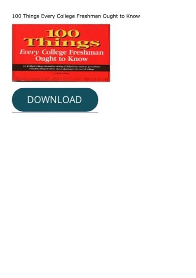 Pdf ️download ️ 100 Things Every College Freshman Ought To Know