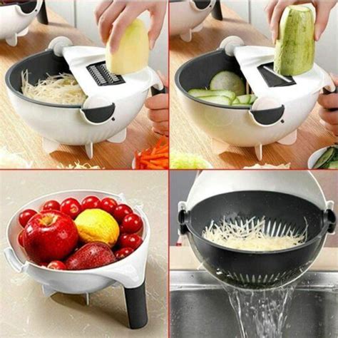 Rotate The Vegetable Cutter With Drain Basket 9 In 1 Slicer Multi